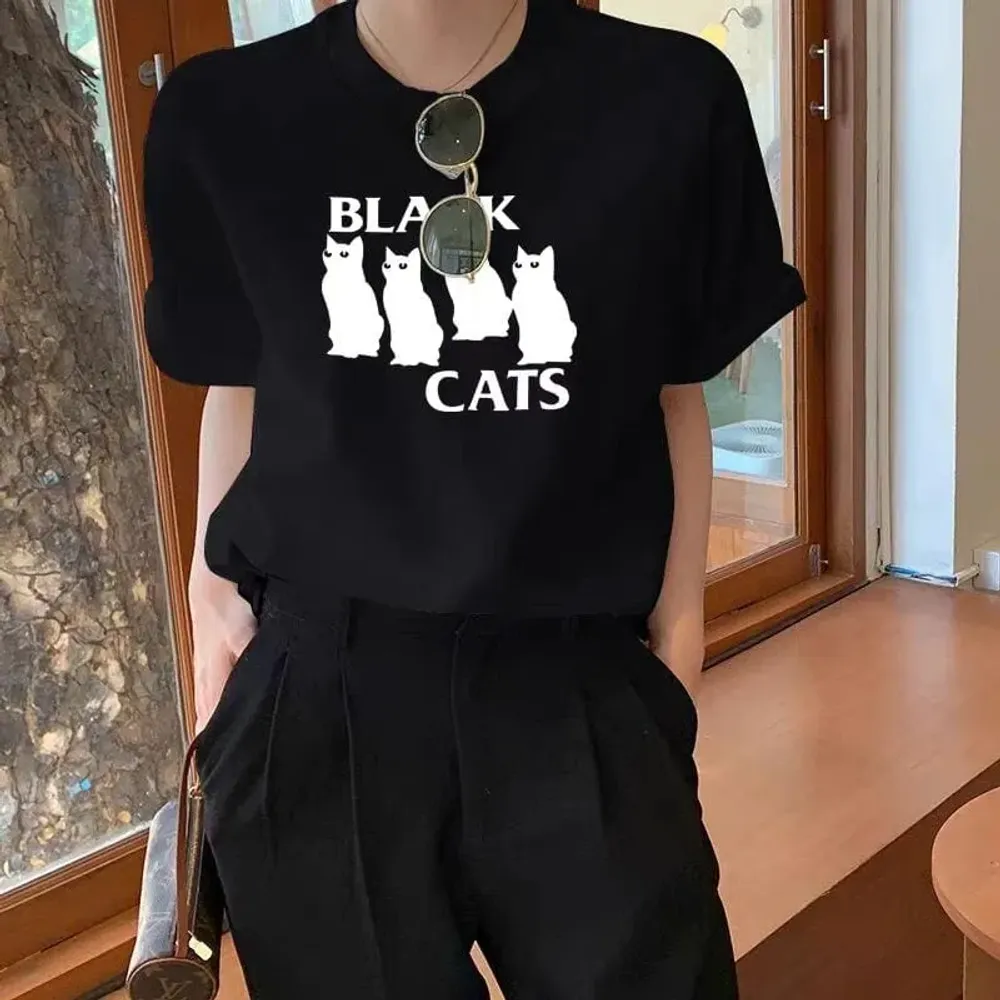 Tops Girl Black Cats