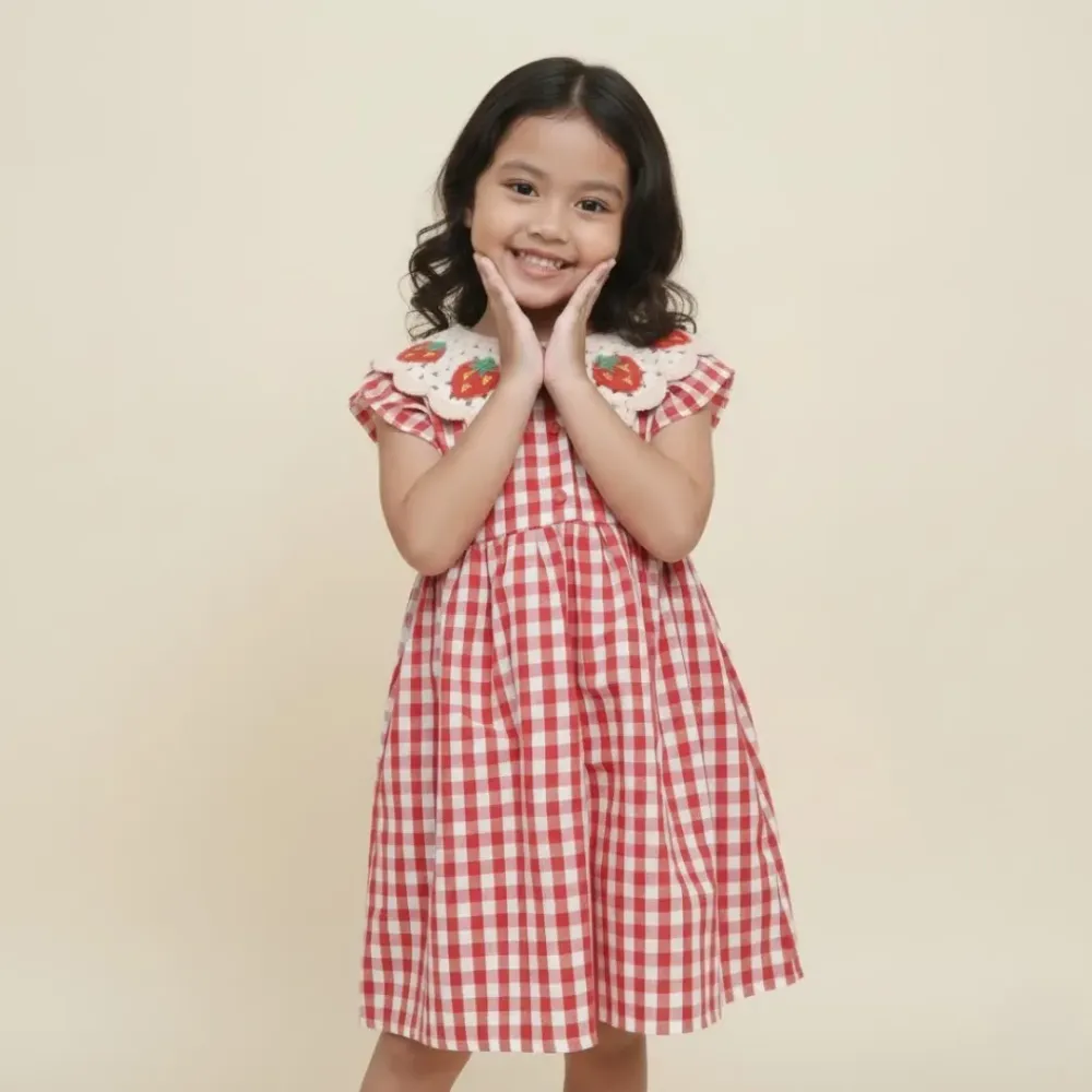 Dress Girls Berry Tartan Cutes โ tampilan lain
