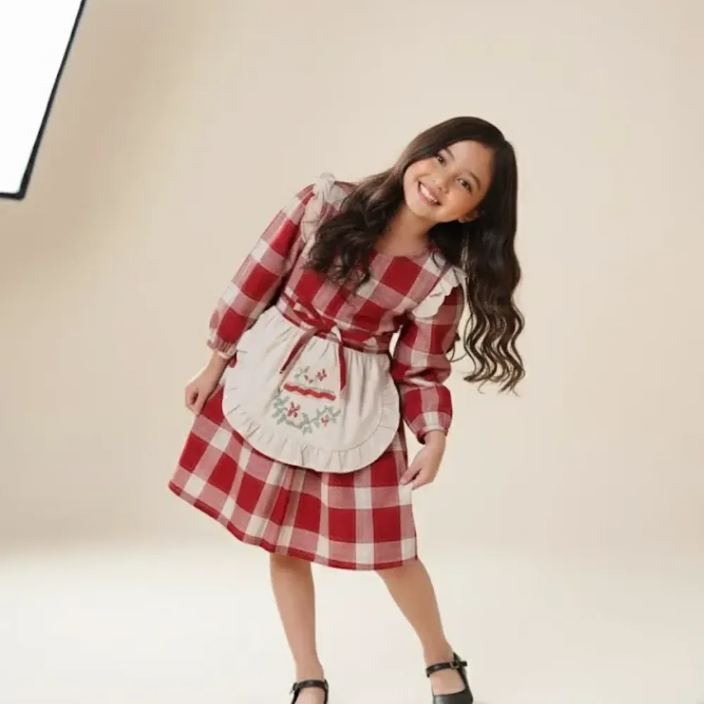 Dress Girl Ribbon Tartan Fly - Foto 1
