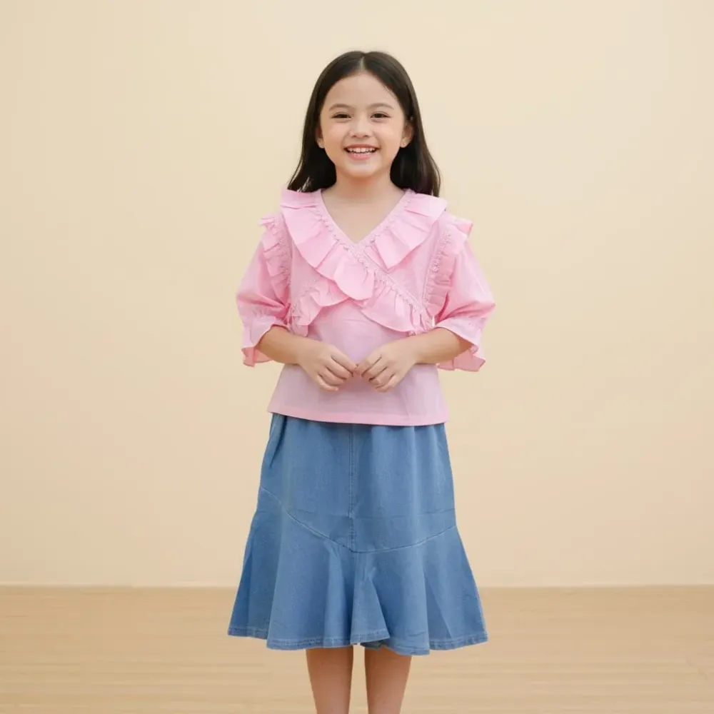 Set Girls Ruffle Denim Duo โ tampilan lain
