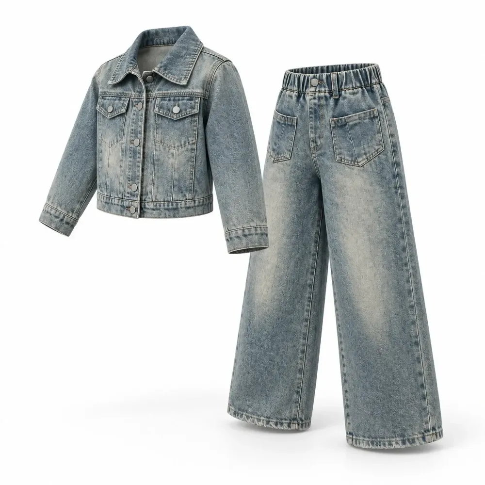 Set Girls Front Pocket Denim โ tampilan lain