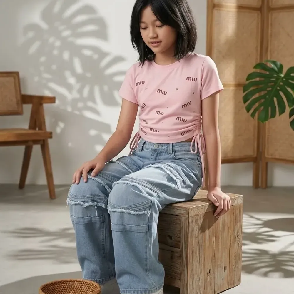 Set Girl Lyra Ruffle Denim โ tampilan lain