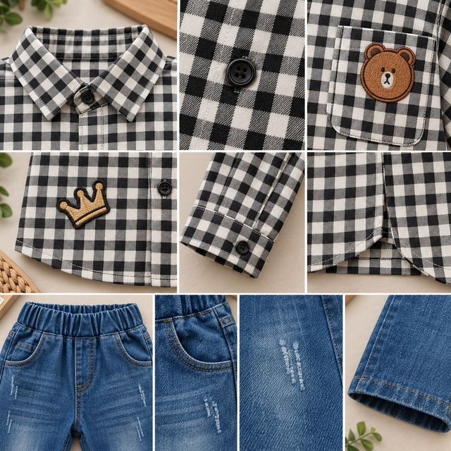 Set Boys King Bear Head Tartan โ tampilan lain