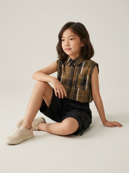 Set Girls Tartan Casual Cargo โ tampilan lain