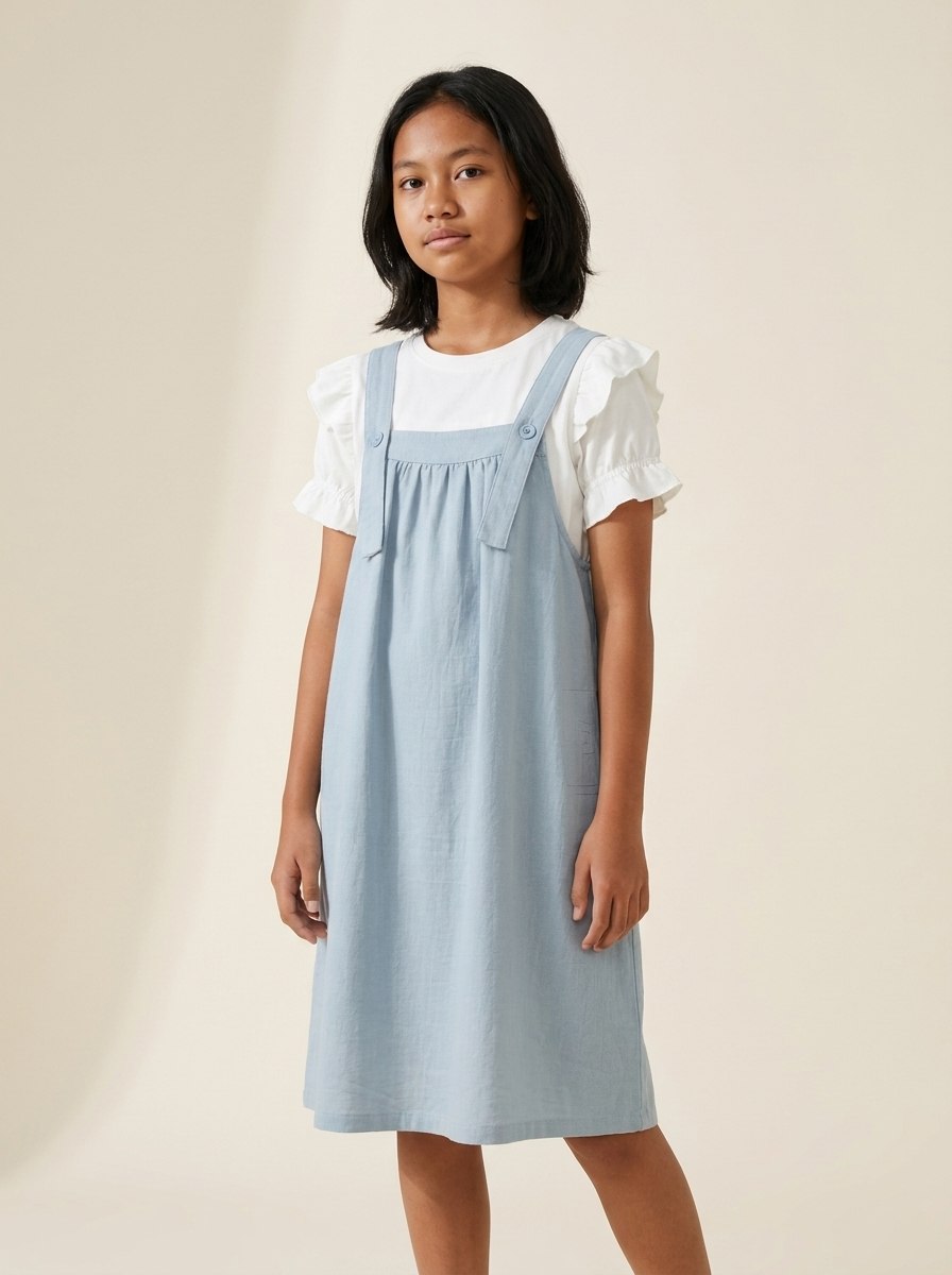 Set Girl Dainty Rruffle Pinafore โ tampilan lain