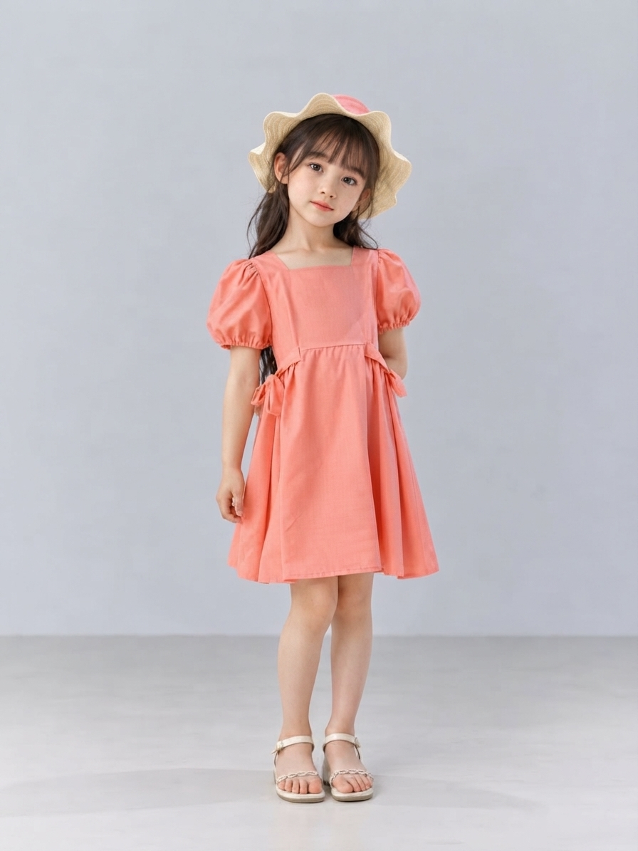 Dress Girls Simple Plain Bunch Hind