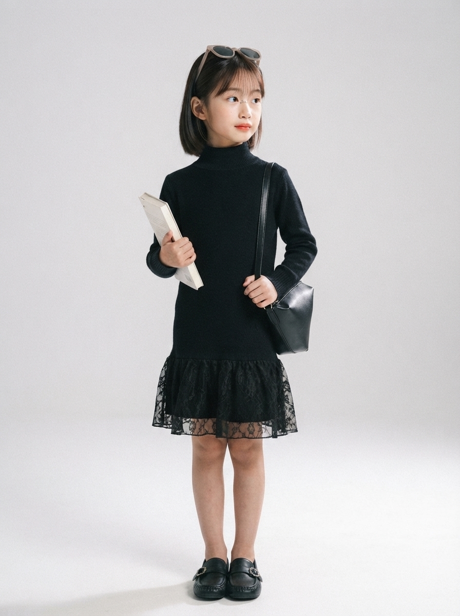 Dress Renda Split Back Ribbons