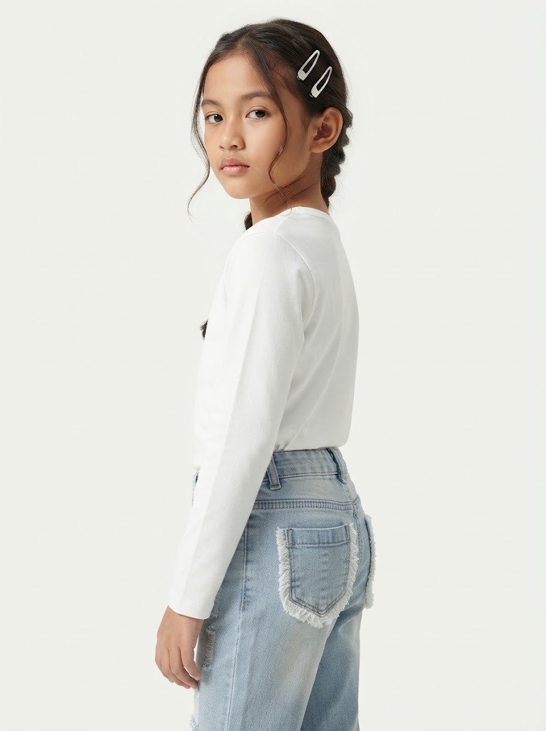Pants Girl Lay Scratch Denim
