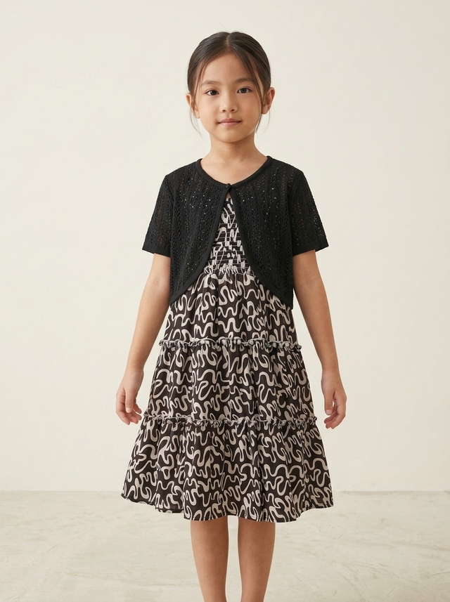 Dress Girl Monochrome Picnic Angle โ tampilan lain