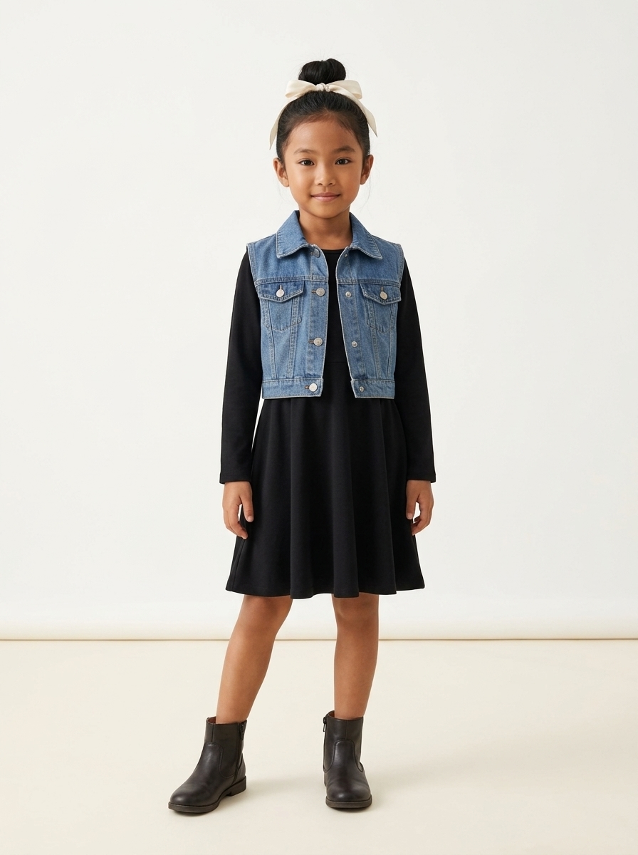 Dress Girl Plain Black Tart - Foto 2
