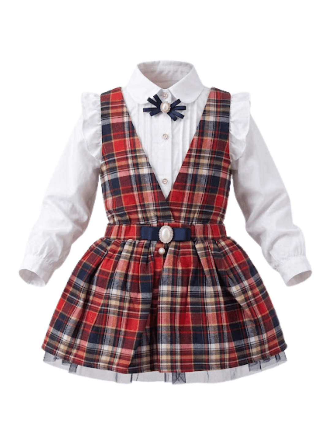 Dress Girls Netherlands Stylized Plaid Pin