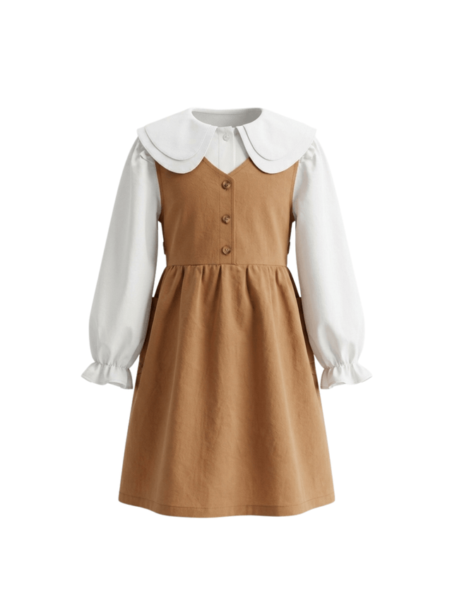 Dress Girls Simple Big Pocket