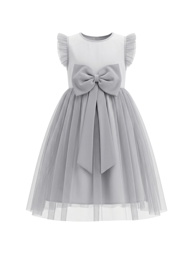Dress Girl Starlace Silver Bows