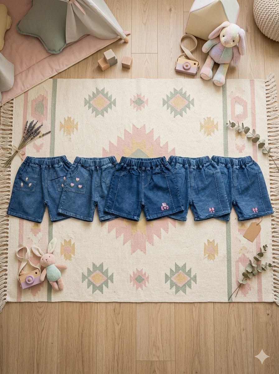 GIRLS PANTS BLUE WHIMSY HOTPANTS JEANS