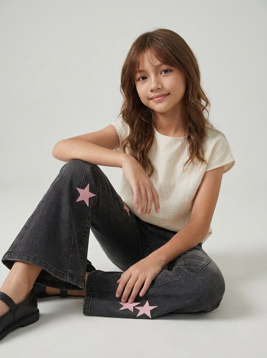 Pants Girl Denim Star Pink Dark - Foto 2