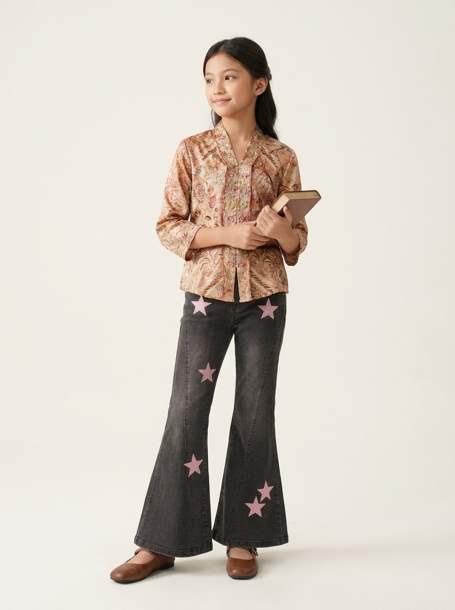 Pants Girl Denim Star Pink Dark