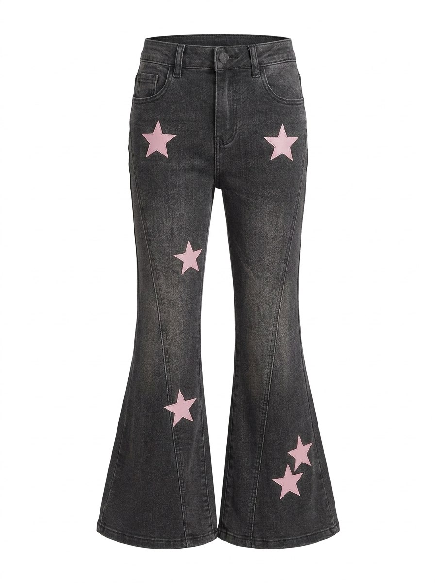 Pants Girl Denim Star Pink Dark