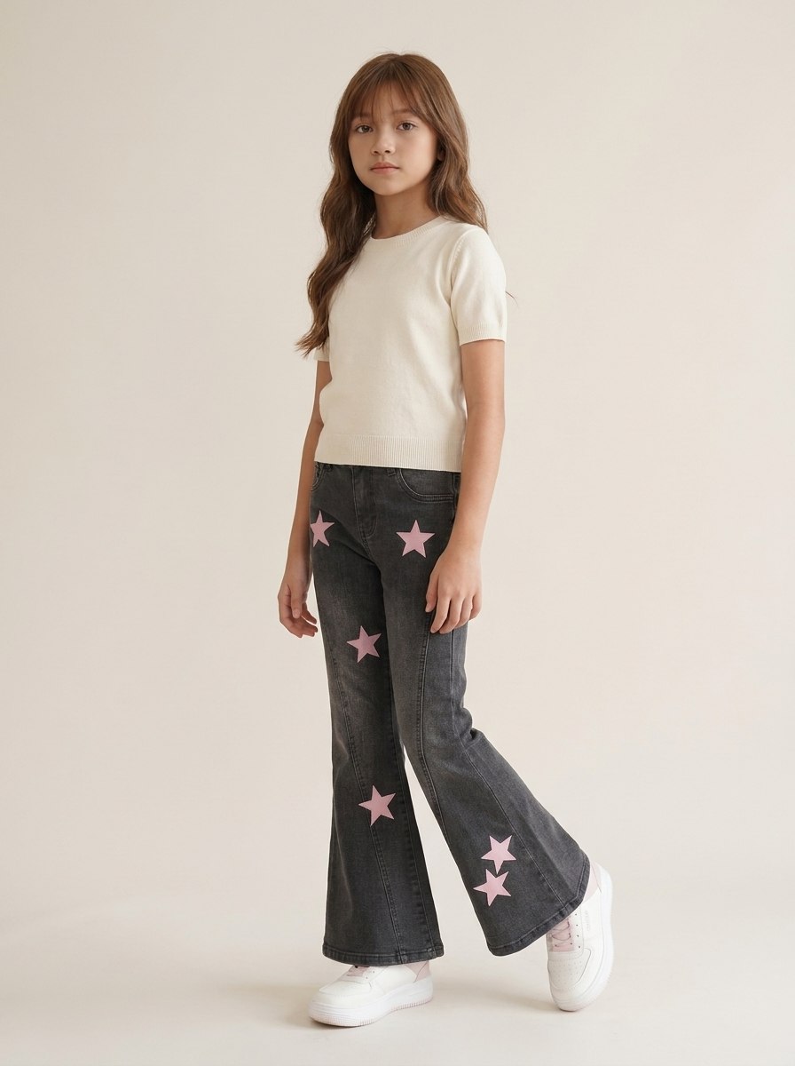 Pants Girl Denim Star Pink Dark - Foto 10