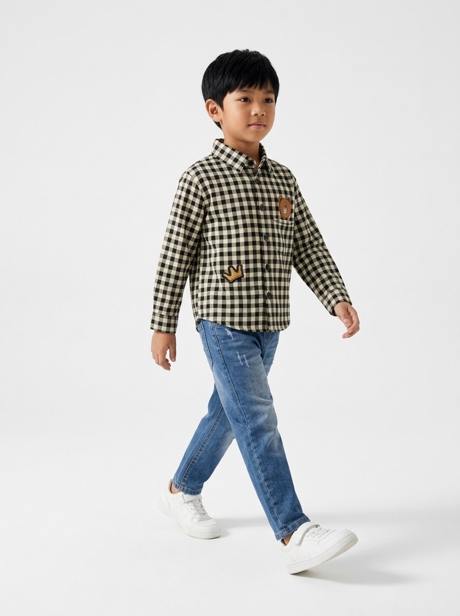Set Boys King Bear Head Tartan