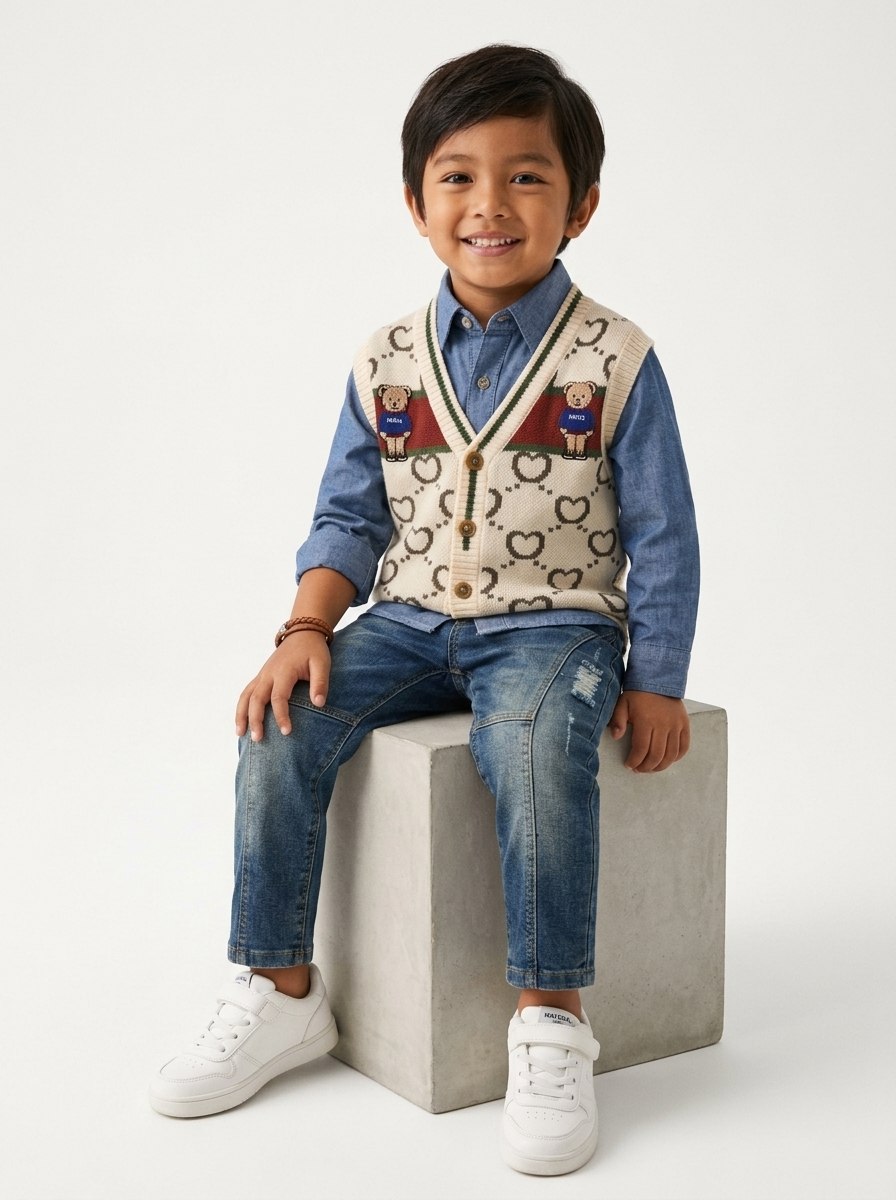 Set Boys River Vest Bear