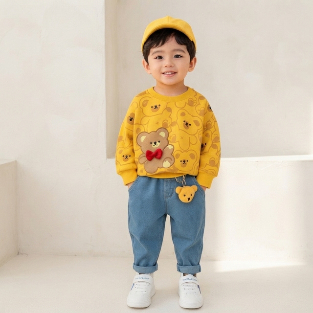 Set Boys Warmth Cartoon Bear Fashion โ tampilan lain