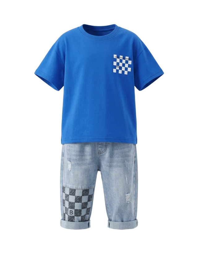 Setelan Pocket Tartan Chest Boys