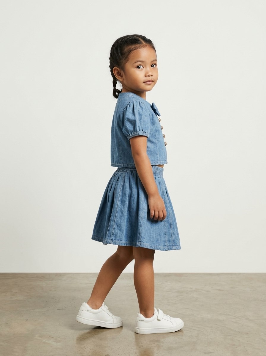 Setelan Rok Denim Tie Trend โ tampilan lain