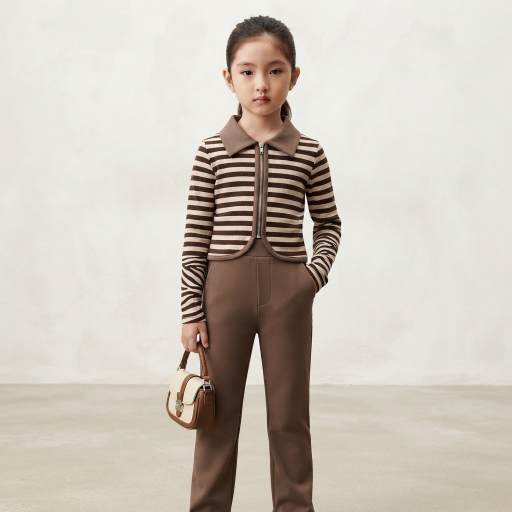 Set Girl Brown Stripe Choco