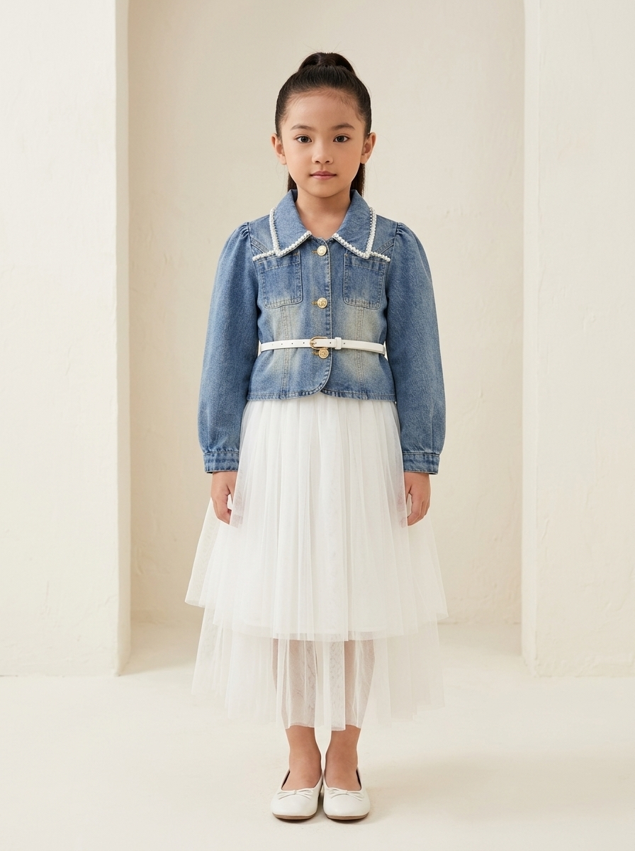 Set Girl Denim Jacket Belt