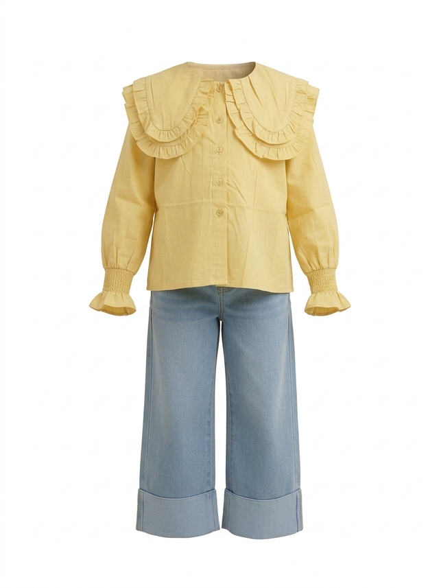 Set Girl Ruffle Denim Goods