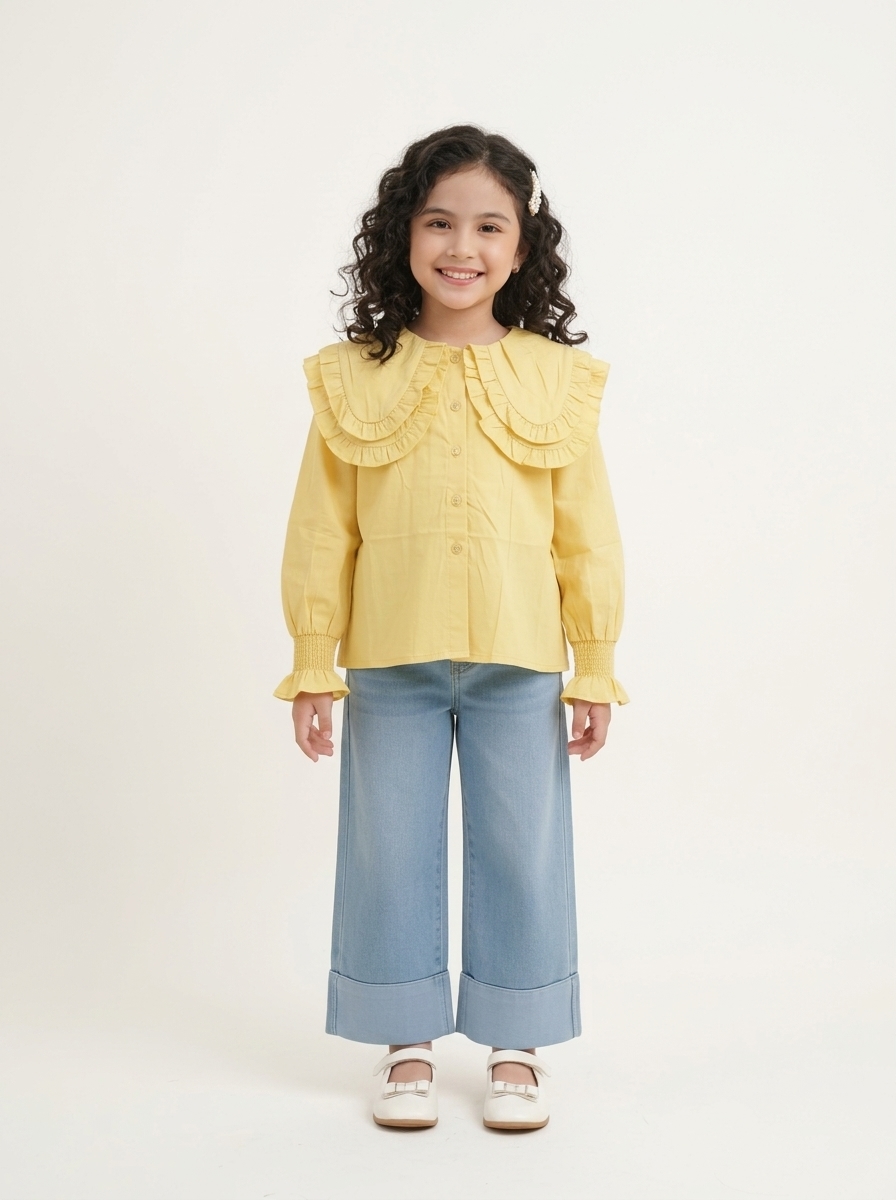 Set Girl Ruffle Denim Goods