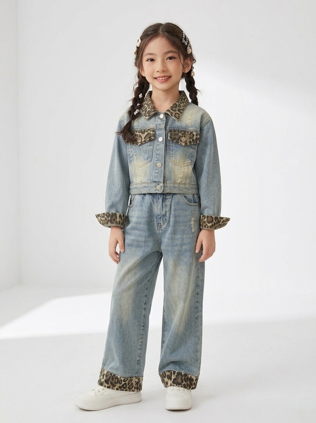 Set Girls Amber Tiger Denim โ tampilan lain
