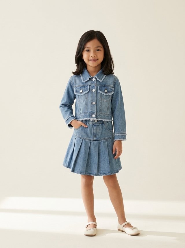 Set Girls Crow Skirt Denim โ tampilan lain